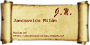 Jancsovics Milán névjegykártya